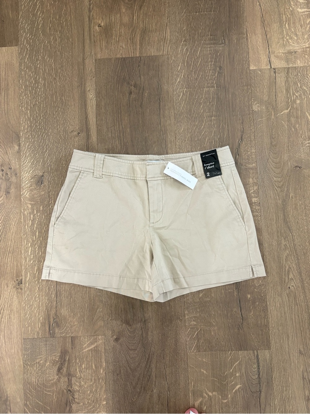 New York & Company Beige Tailored Cotton Bermuda Shorts